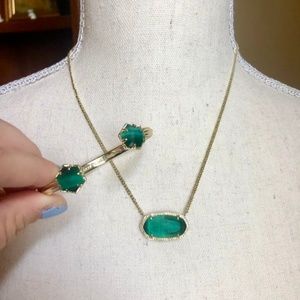 Kendra Scott Emerald Necklace/Cuff Set